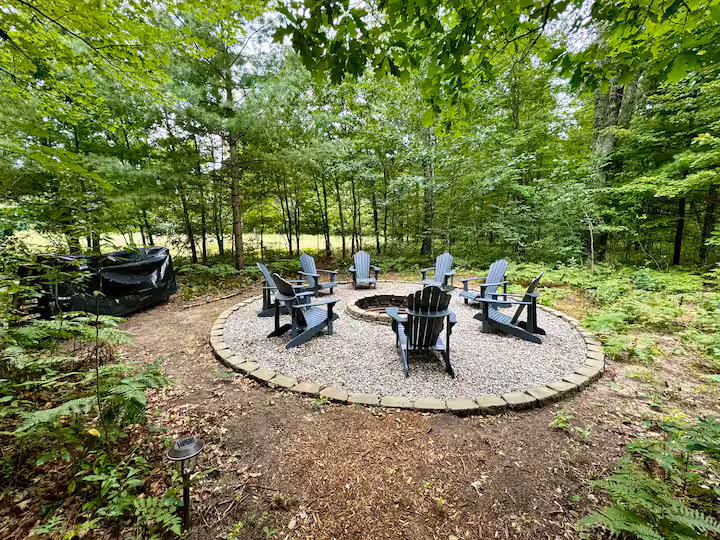 Pine River Ranch cabin surrounded by 17 private acres of pines in Wellston, Michigan